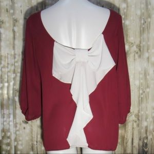 🦄 Bow Back Quarter Sleeve Maroon Shirt